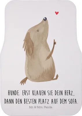 Produktbild von Mr. & Mrs. Panda Auto Fußmatte Hund Liebe - Weiß - Geschenk, Automatte, Fürs, Autoteppich, Auto-Fußmatte, Sprüche, Hunde, Herz