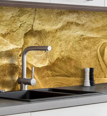 Produktbild von Küchenrückwand selbstklebend Steinwand sand Spritzschutz Folie 120 x 60cm
