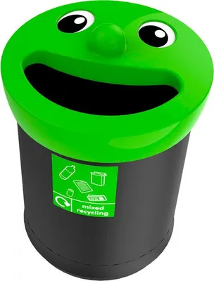 Produktbild von V-Part - Smiley Face Bin 52 Liter, mixed recycling - MDPE   - Schwarz, Limone