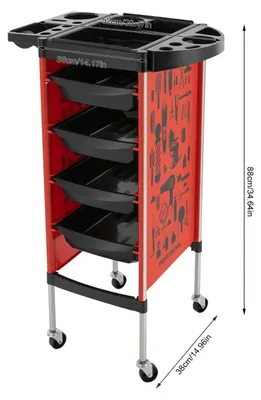 Image de Chariot de salon - Chariot pour coiffeur - Chariot d'atelier - Chariot de beauté - Chariot pour manucure - 5 étagères avec 4 tiroirs