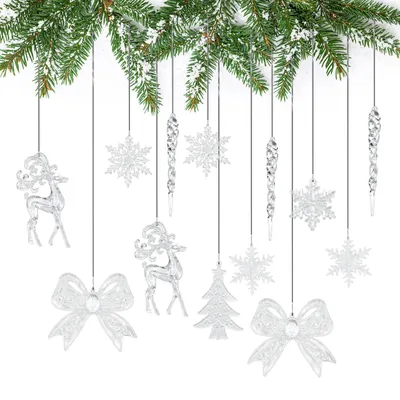 Productafbeelding van 50 Stuks Sneeuwvlok Decoratie Acryl Kerstboom Hangers