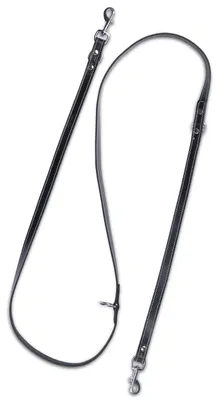 Immagine prodotto di Guinzaglio regolabile in pelle per cani, lunghezza 2,4 metri, con moschettone in acciaio inossidabile (nero)