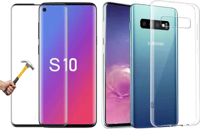 Produktbild von 2in1 Schutzglas 3D kompatibel mit Panzerglas Samsung Galaxy S10 Silikon Hülle Harte Schutzfolie volle Abdeckung Schutzhülle case Cover Glasfolie 9H