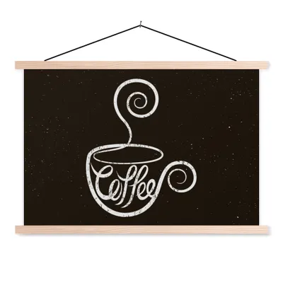 Produktbild von MuchoWow® Textilposter Kaffee - Sprichwörter - Zitate - Vintage - Kreidetafel 60x40 cm mit holzfarbenen Rahmen - Bilder