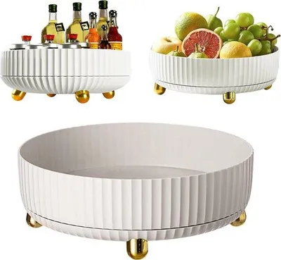 Immagine prodotto di Scaffale da cucina girevole a 360 gradi, bianco, in plastica PP