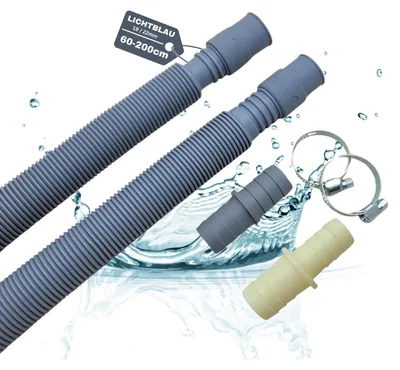 Imagen del producto de Manguera de desagüe extensible, de 60 a 200 cm, con conectores, para lavadora y lavavajillas