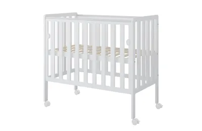 Produktbild von ZEE BAMBI Weiß Beistellbett Baby mit Rollen 100x50 cm Tragbar Babybett Verstellbarer Stubenwagen Kinder Bett 3-fach Höhenverstellbar