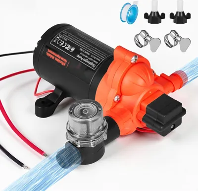 Produktbild von Druckwasserpumpe 12 V DC - Membranpumpe 3-Kammer - Förderleistung 15,1 l/min - Selbstansaugend - Automatischer Druckschalter - Druck 2,75 bar - Für Wohnmobil/Wohnwagen/Boot