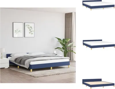 Obrázok produktu pre vidaXL Rám postele s čelom modrý 160x200 cm látka - Postele a rámy postelí