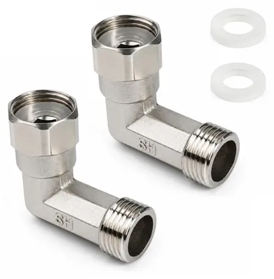 Edelstahl-Winkel 1/2 Zoll AG x IG 90°, 2 Stück mit O-Ring