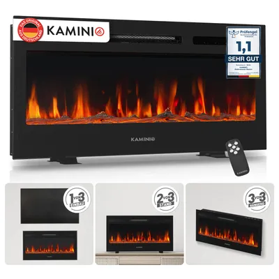 Produktbild von KAMINIO Elektrokamin MARLON - Elektrischer 3-in-1 Kamin mit Heizung, 3D-Flammeneffekt, 12 Flammenfarben, Fernbedienung - 36 Zoll, KI-generiertes Bild