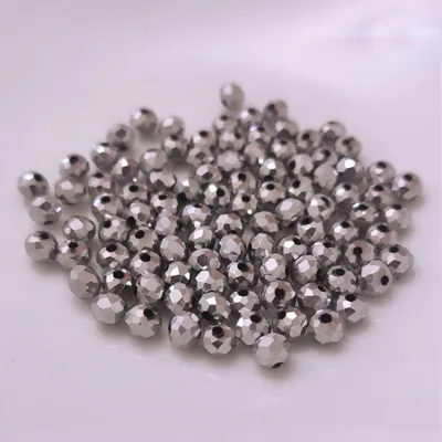 Immagine prodotto di Perle di vetro - Tipo "sfaccettato" - 60 pezzi - 10 mm - Argento