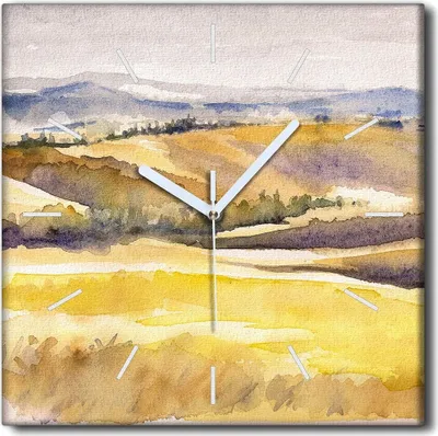 Produktbild von Coloray Uhr auf Leinwand 30x30 cm Wand Uhr Dekoration Wohnzimmer Segeltuch weiße Zeiger -Toskana-Aquarelle.