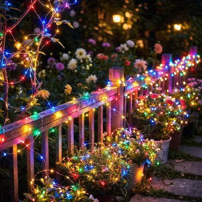 Produktbild von LILIIN Kupferdrahtlampen 200 m, 2000 LEDs, Bunt, 8 Modi, Fernbedienung, Timer, für Garten, Weihnachten