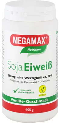 Zdjęcie produktu dla MEGAMAX Nutrition białko sojowe w proszku o smaku waniliowym, 400 g proszku
