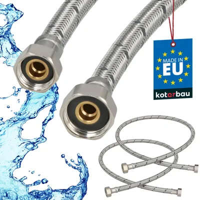 Zdjęcie produktu dla KOTARBAU® 2 szt. Przyłącze Elastyczne 1/2”x3/8" Wężyk do Baterii Armatury 100 cm Wężyk Przyłączeniowy Wąż Elastyczny Stal Nierdzewna