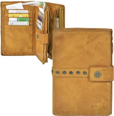 Produktbild von Bear Design Portemonnaie Damen Geldbörse Leder 10x15cm Geldbeutel Cow Lavato ocker gelb CL15087-ochre