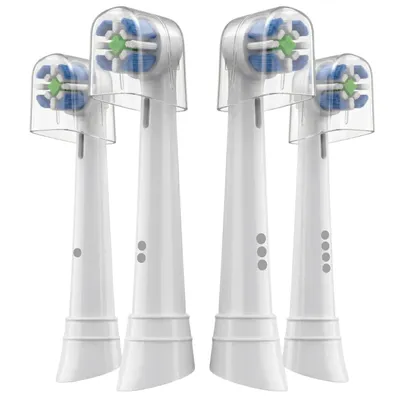 Produktbild von 4 Stück Aufsteckbürsten kompatibel mit Oral B iO Elektrische Zahnbürste, Zahnbürstenaufsätze für iO 2 3 4 5 6 7 8 9 10 Series, Medium (4x Weiß)