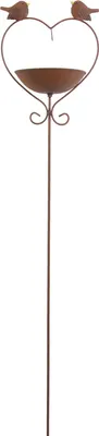 Produktbild von Vogeltränke "Herz", Metall Rost Optik 115cm – Gartenstecker
