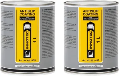 Produktbild von 2 Stück INNOTEC Antislip Coating 1 L Hellgrau – rutschfeste Schutzbeschichtung für Fahrzeugstufen, Verladebrücken, Bus-& Wohnmobiltrittstufen