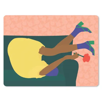 Produktbild von MuchoWow® Mauspad Mousepad Frau - Blumen - Retro 23x19 cm - Mousepads - Maus Mat - Pad - Mausunterlage - Schreibtischunterlage - Mauspad