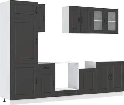 Produktbild von vidaXL 8-tlg. Küchenschrank-Set Kalmar Schwarz Holzwerkstoff