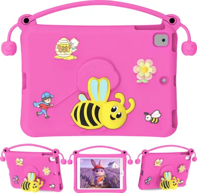 Produktbild von Kinder Hülle für iPad mini 2024/2021/iPad mini (A17 Pro)/iPad mini 6 8,3" Leicht Stoßfeste Kindgerechtes Schutzhülle mit Griff, Biene Ständer Rosa