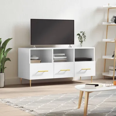 Produktbild von [Home] TV-Schrank Hochglanz-Weiß 102x36x50 cm Holzwerkstoff , Neue Mode 2024 im häuslichen Leben