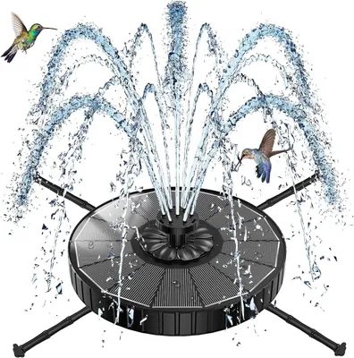 Imagen del producto de Fuente solar para exteriores - 3,5 W - flotante - con 8 aspersores - altura de agua ajustable - ideal para fuentes para pájaros y estanques