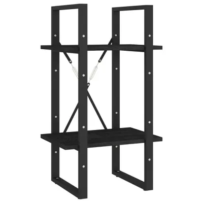 Produktbild von Bücherregal 2 Böden Schwarz 40x30x70 cm Massivholz Kiefer