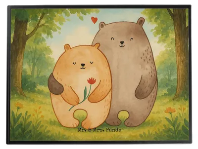 Produktbild von Mr. & Mrs. Panda Schreibunterlage Bären Liebe Design - Weiß - Geschenk, Verknallt, tischpad, schreibtischunterlage, Freundin, Tischunterlage, schreibtischunterlagen, Bär