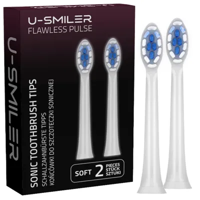 Immagine prodotto di U-SMILER 2 x spazzolini di ricambio Set di setole morbide Dupont Sistema Click-On Accessori per spazzolini bianchi