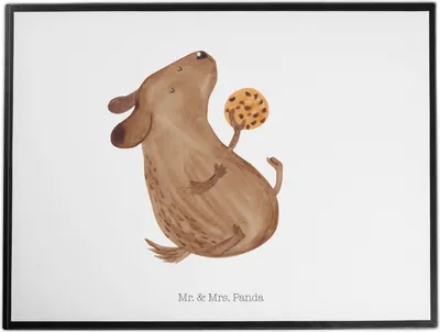 Produktbild von Mr. & Mrs. Panda schreibauflage Hund Keks - Weiß - Geschenk, Hungrig, Leckerli, Hundeleckerli, glücklich, malunterlagen, bastelunterlagen, schreibtischunterlage, Sprüche