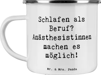Produktbild von Mr. & Mrs. Panda Teetasse Spruch Anästhesistin Freude - Weiß - Geschenk, Narkose, emaillebecher, personalisierte Geschenke, Anästhesistinnen, Emaille Tasse, becher, Pott