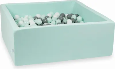 Zdjęcie produktu dla Suchy basen miętowy 110x110x40 z 600 kulkami: biały, szary, jasny miętowy