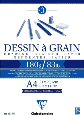 Image de Bloc à dessin DESSIN A GRAIN DIN A4 - 180g - 30Fl.