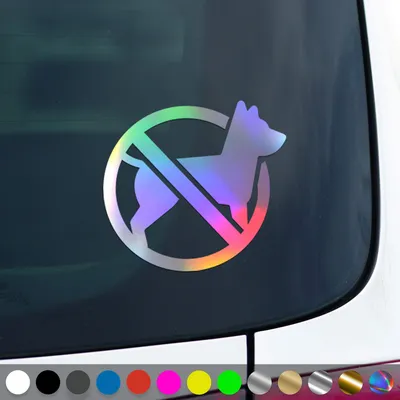 Produktbild von PantherPixel Hunde Verboten Aufkleber Nicht Erlaubt Hundeverbot Sticker Auto Geschenkidee Farbe Oilslick-Hologramm