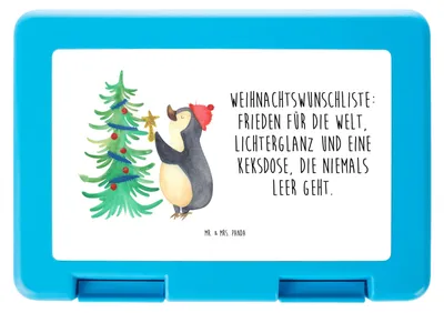 Produktbild von Mr. & Mrs. Panda Brotzeitbox Pinguin Weihnachtsbaum - Weiß - Geschenk, Essensbox, Vesperbox, Weihnachten, Bentobox, Lunchbox, Vorratsbehälter, Winter, Bento Box