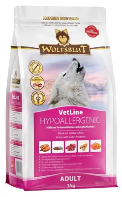 Produktbild von Wolfsblut VetLine Hypoallergenic, Adult, jede Rasse, Pferd, 2 kg