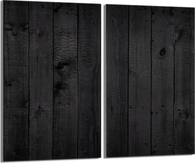 Produktbild von Herdabdeckplatten 2 teilig 30x52 Glaskeramikkochfeld Abdeckung Glas, Holz Schwarz