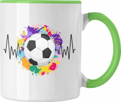 Produktbild von Trendation - Fussball Herzschlag Tasse Geschenk für Fußball Spieler Trainer Coach Hobby Geschenkidee (Grün)