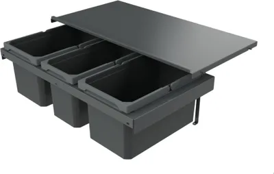 Produktbild von Naber 8013383 Abfallsammler Cox Stand-UP® 250 S/800-3, anthrazit, 36 (1x10/2x13) Liter / 80 cm Schrankbreite