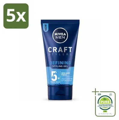 Zdjęcie produktu dla 5 sztuk żelu do stylizacji włosów NIVEA MEN, efekt matowy - 150 ml - opakowanie zbiorcze