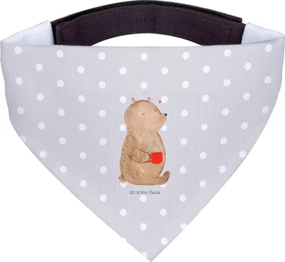 Produktbild von Mr. & Mrs. Panda Halstuch Bär Kaffee - Grau Pastell - Geschenk, Für Hunde, Teddy, Hundehalstuch, Guten Morgen, Coffee, Schal Hund, Motivation, Bären, Tuch