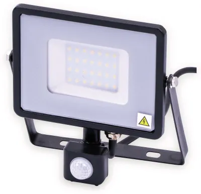 Obrázok produktu pre LED reflektor V-TAC s detektorom pohybu VT-30-S-B, EEK: F, 30 W, 2400 lm, 3000 K, čierny