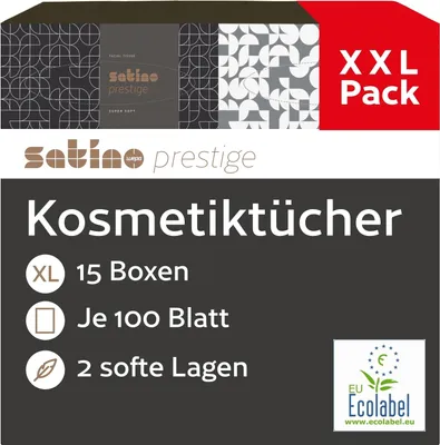Produktbild von Satino by WEPA Prestige Kosmetiktücher in der Flachbox - Box mit 100 Tüchern - 2-lagig