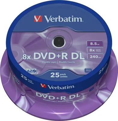 Image de Verbatim DVD+R Double couche 8x Argent mat 25pk Spindle, Spindle