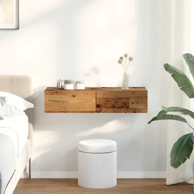 Zdjęcie produktu dla Maison Exclusive – półka ścienna z szufladami, wygląd starego drewna, 80 x 33 x 17 cm, materiał drewnopochodny