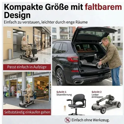Produktbild von Elektromobil 6 km/h – Seniorenmobil bis 190 kg – 20 km Reichweite – 250 W Motor – LED-Beleuchtung – Mobilitätsscooter für Senioren