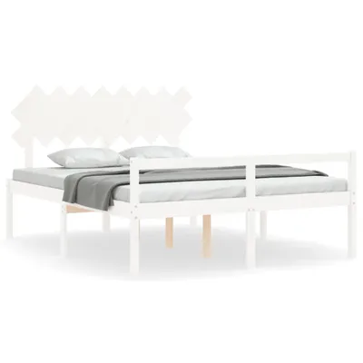 Produktbild von vidaXL Seniorenbett mit Kopfteil 160x200 cm Weiß Massivholz